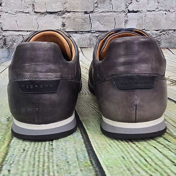 Magnanni Cristian Sneakers Men\'s 9 M Gray Leather Lace-Up Shoes 15745 Casual main image 4